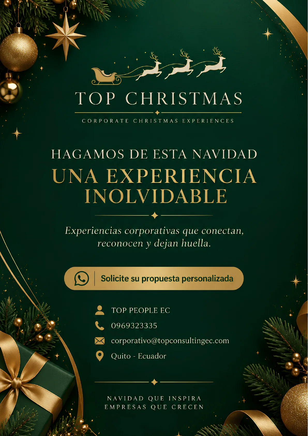 Cierre del brochure Top Christmas con decoración festiva