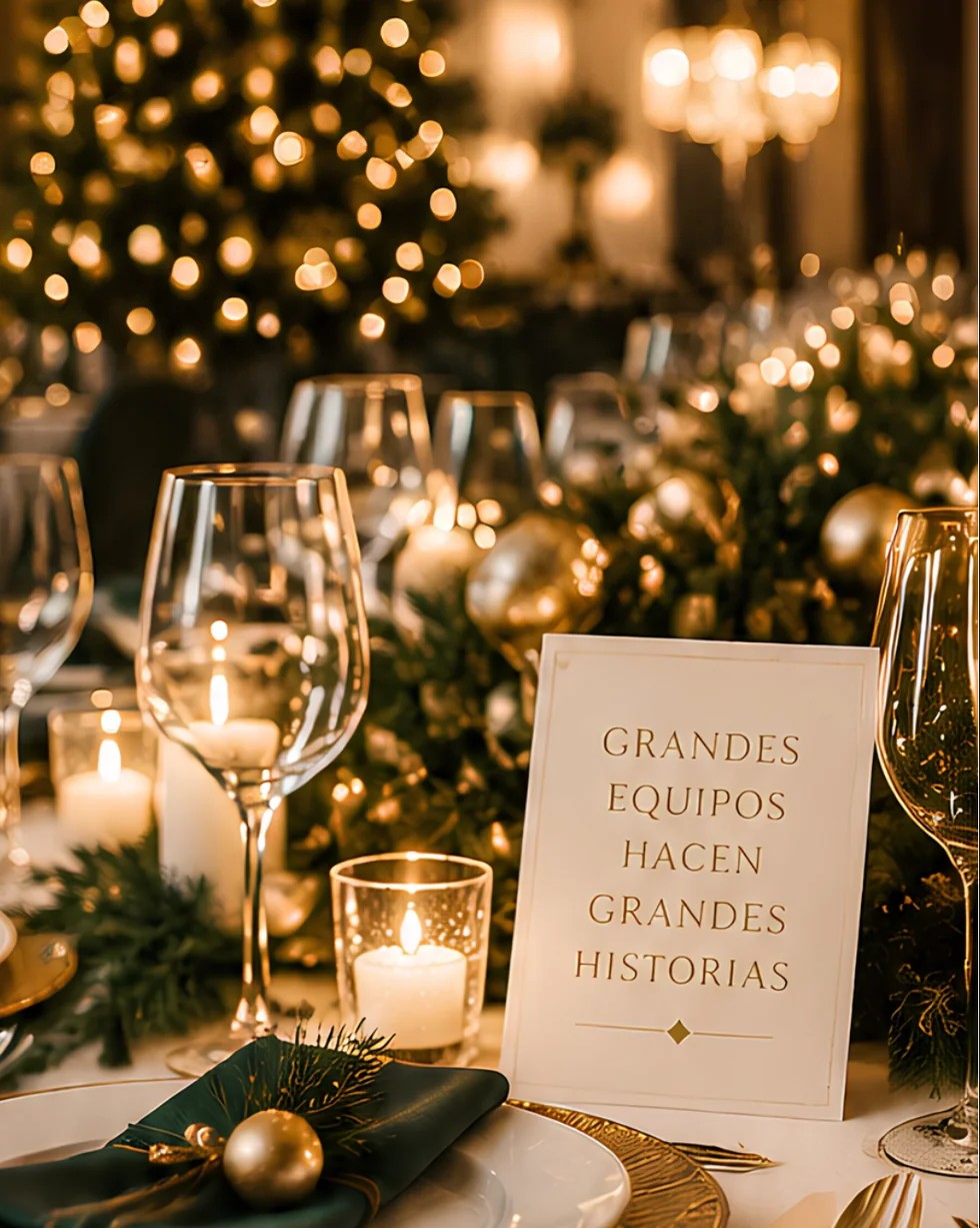 Celebración navideña corporativa con cena elegante